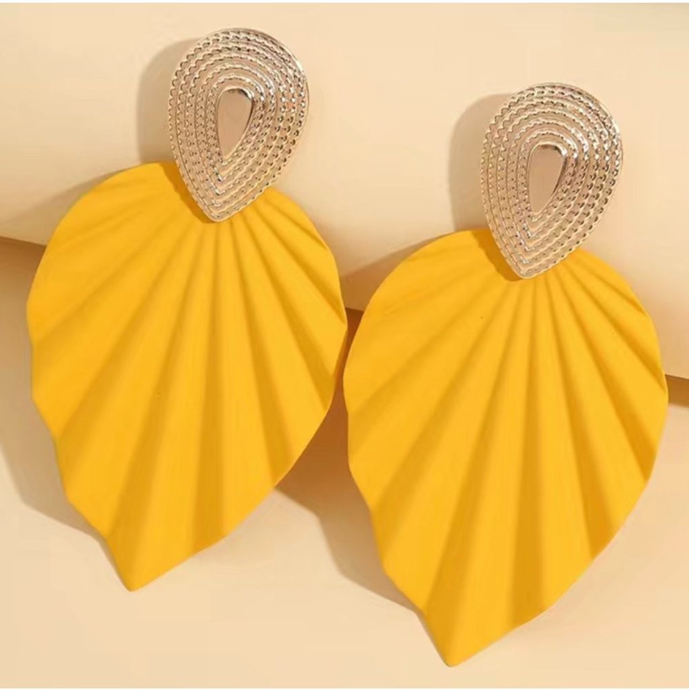 "It's time to be a queen" Gold Yellow Leaf Drop Earrings